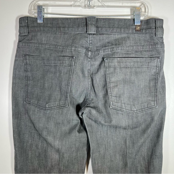 7 for All Mankind Gray Striped Flare High Rise Stretch Trouser Denim Jean SZ 32 - Picture 7 of 14